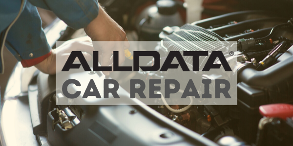 photo of mechanic working on car engine with text All Data Car Repair